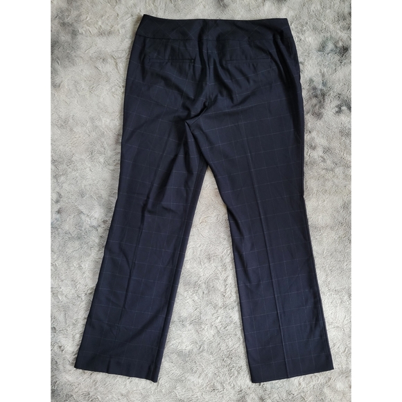Navy Windowpane Ann Taylor Factory Trouser Pants size Curvy 12 - Picture 3 of 14